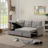 Modern 5 Seater L-Shape Sofa Cum Bed with Comfort Cushion - Wooden Twist UAE