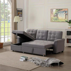Modern 5 Seater L-Shape Sofa Cum Bed with Comfort Cushion - Wooden Twist UAE