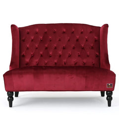 Wooden Recessed Arm Loveseat Bench (2 Seater, Maroon) - Wooden Twist UAE