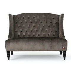 Wooden Recessed Arm Loveseat Bench (2 Seater, Grey) - Wooden Twist UAE