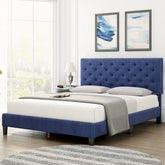 Modern Upholstered Platform Queen Size Bed - Wooden Twist UAE