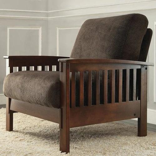 Encinal Wide Linen Lounge Armchair with Footrest - Wooden Twist UAE