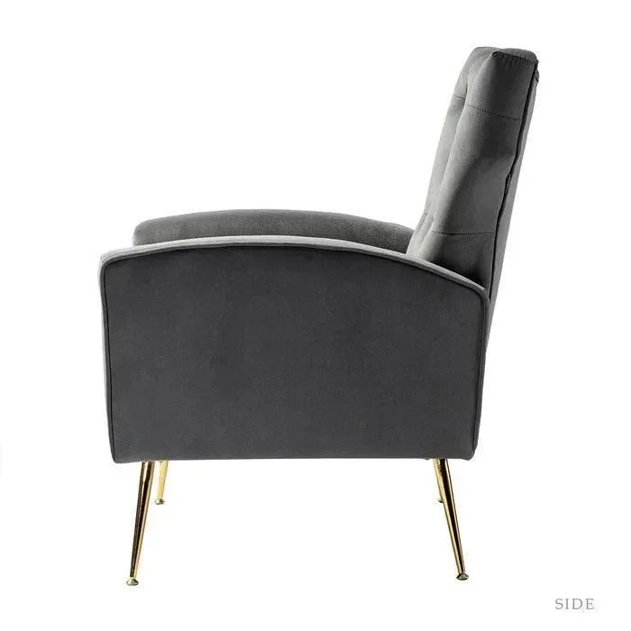 Stuffed Wide Tufted Velvet Wingback Chair for Living Room (Golden Metal Legs) - Wooden Twist UAE