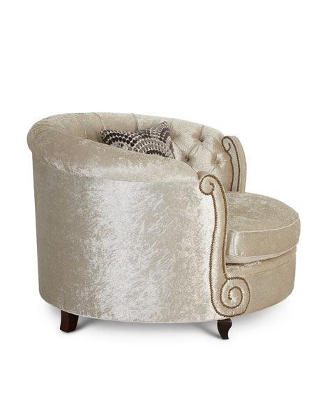 Wooden Twist Handmade Button Tufted Design Solid Wood & Velvet Upholstery Haily Cuddle Chair (With 2 Pillows) - Wooden Twist UAE