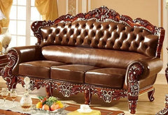 Royal Antique Brown Wood Living Room Carved Sofa Set - Wooden Twist UAE