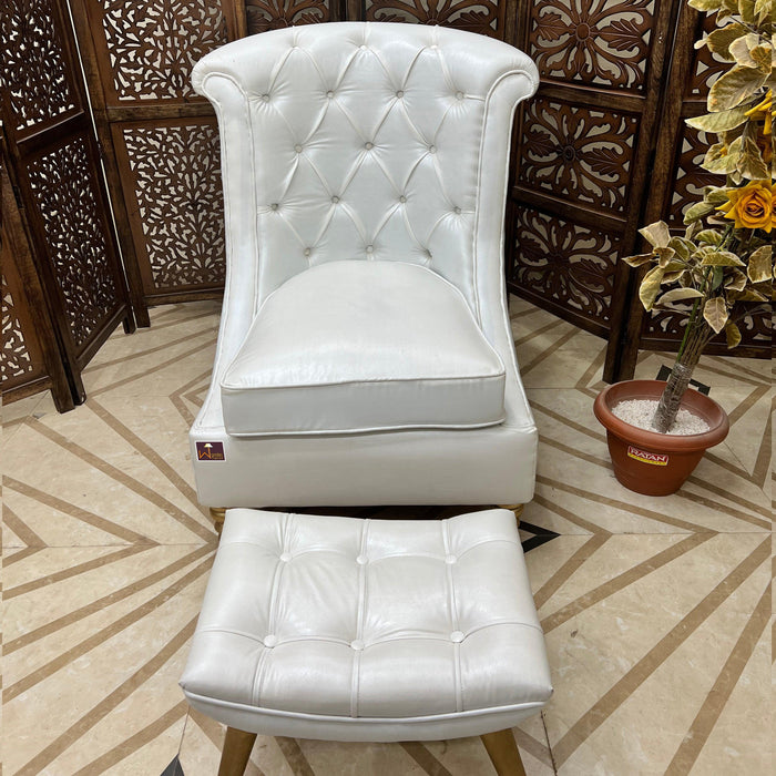 Wooden Royal Chair With footrest (Golden Legs) - Wooden Twist UAE