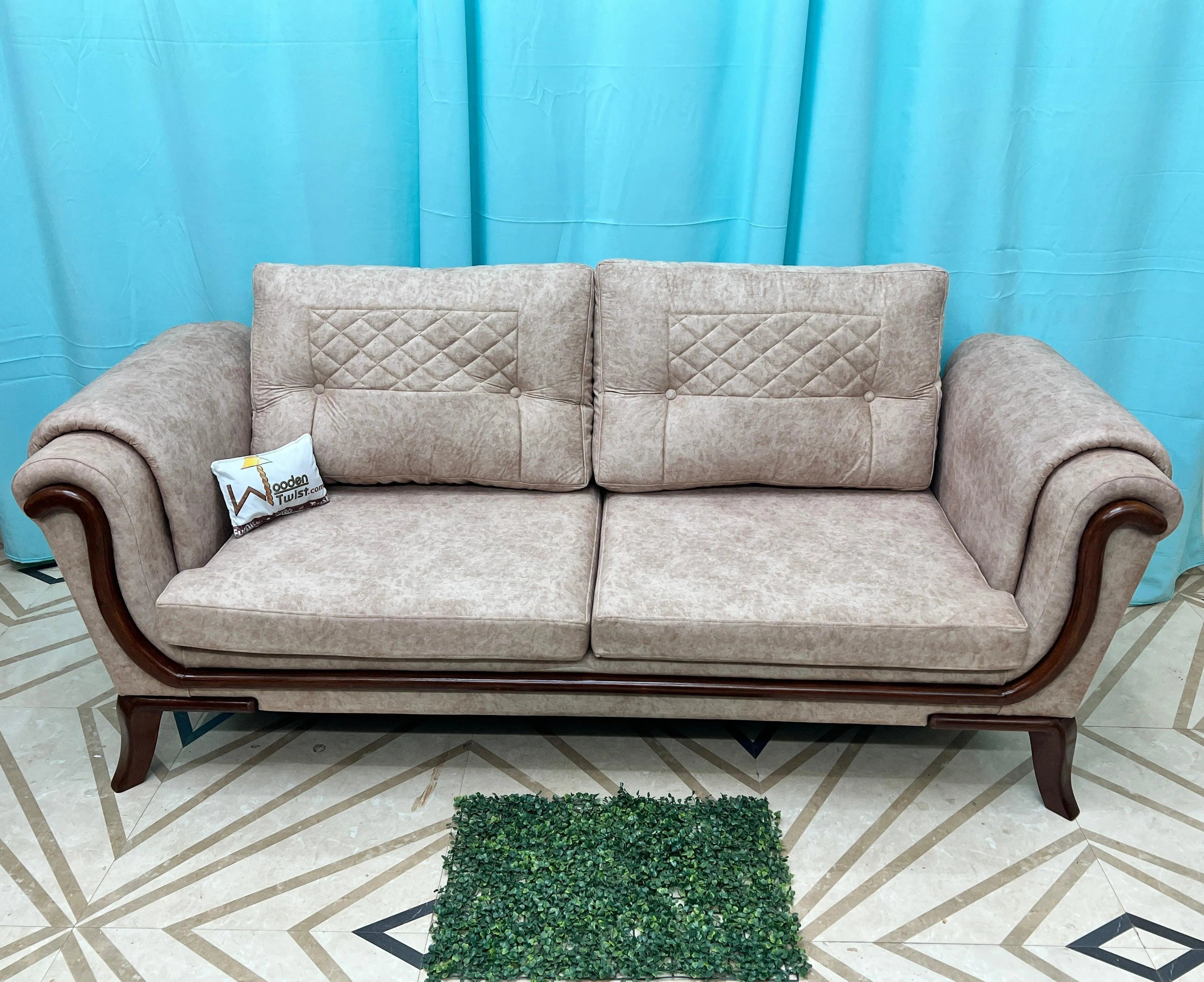 Wooden Cozy Design 3 Seater Sofa Comfort for Backrest (Brown) - Wooden Twist UAE