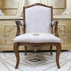 Handicraft Upholstery Arm Rest Chair (Teak Wood) - Wooden Twist UAE