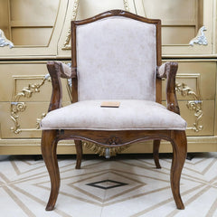 Handicraft Upholstery Arm Rest Chair (Teak Wood) - Wooden Twist UAE