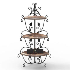 Wooden & Iron Corner Rack Home Decor Corner Shelves - Wooden Twist UAE