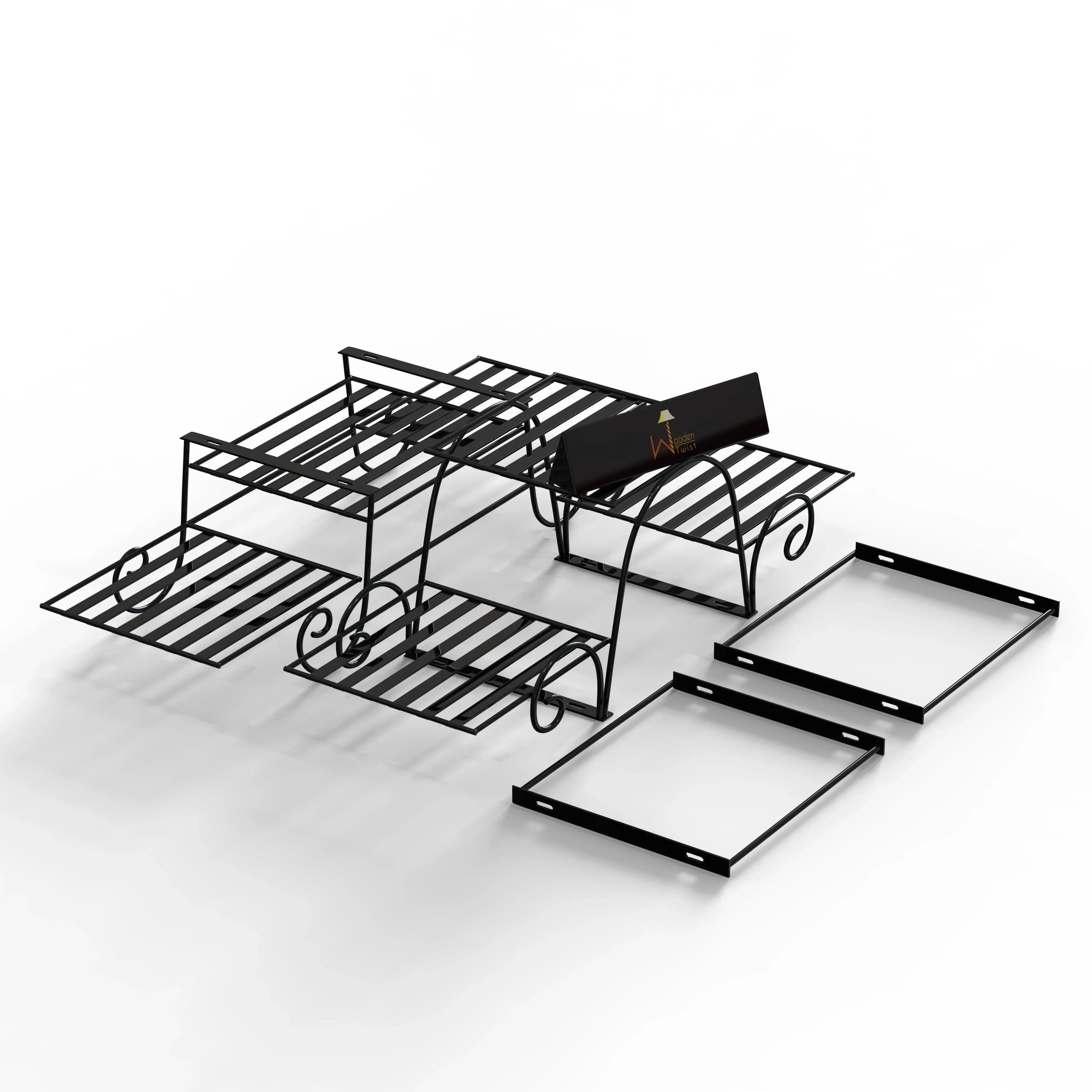 6 Tier Plant Stands, Flower Pot Holder Shelf (Black) - Wooden Twist UAE