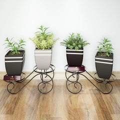 Wooden Twist 2-Tier Wrought Iron Planter Stand (Set of 2) - Wooden Twist UAE