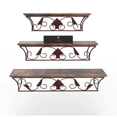 Wooden & Iron Hermosa Floating Wall Shelves Set of 3 - Wooden Twist UAE