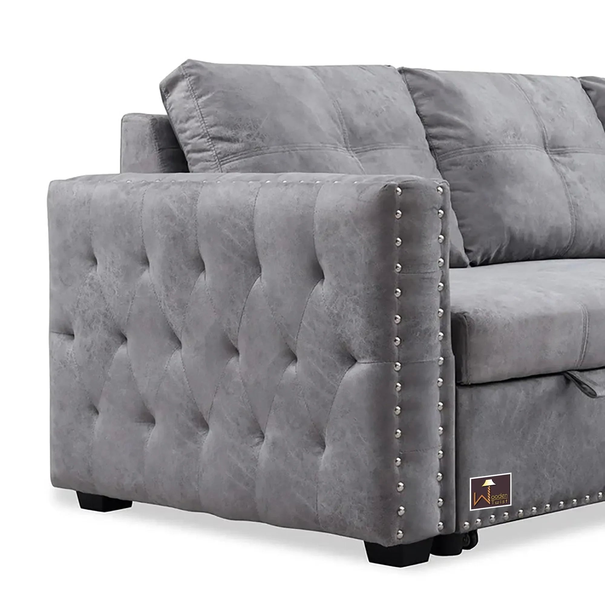 Sectional Sleeper 5 Seater L-Shape Sofa Bed with Comfort Cushion - Wooden Twist UAE