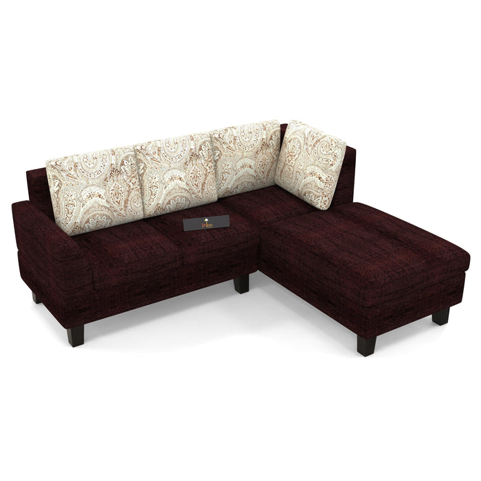 5 Seater L-Shape Sectional Sofa Set with Four Floral Cushion - Wooden Twist UAE
