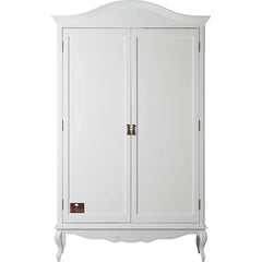 Premium Teak Wood 2 Door Wardrobe (Antique White Finish) - Wooden Twist UAE