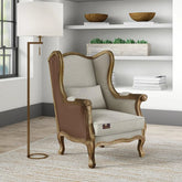 Wooden Wide Wingback Arm Chair (Cardiff Cream) - Wooden Twist UAE