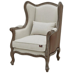 Wooden Wide Wingback Arm Chair (Cardiff Cream) - Wooden Twist UAE