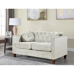 Velvet Square Arm Loveseat 2 Seater Sofa - Wooden Twist UAE