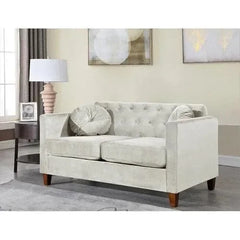 Velvet Square Arm Loveseat 2 Seater Sofa - Wooden Twist UAE