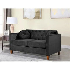 Velvet Square Arm Loveseat 2 Seater Sofa - Wooden Twist UAE