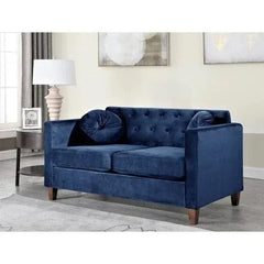 Velvet Square Arm Loveseat 2 Seater Sofa - Wooden Twist UAE