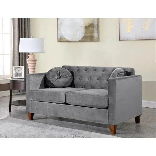 Velvet Square Arm Loveseat 2 Seater Sofa - Wooden Twist UAE