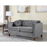 Velvet Square Arm Loveseat 2 Seater Sofa - Wooden Twist UAE