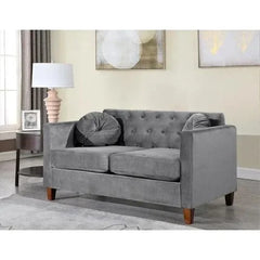 Velvet Square Arm Loveseat 2 Seater Sofa - Wooden Twist UAE