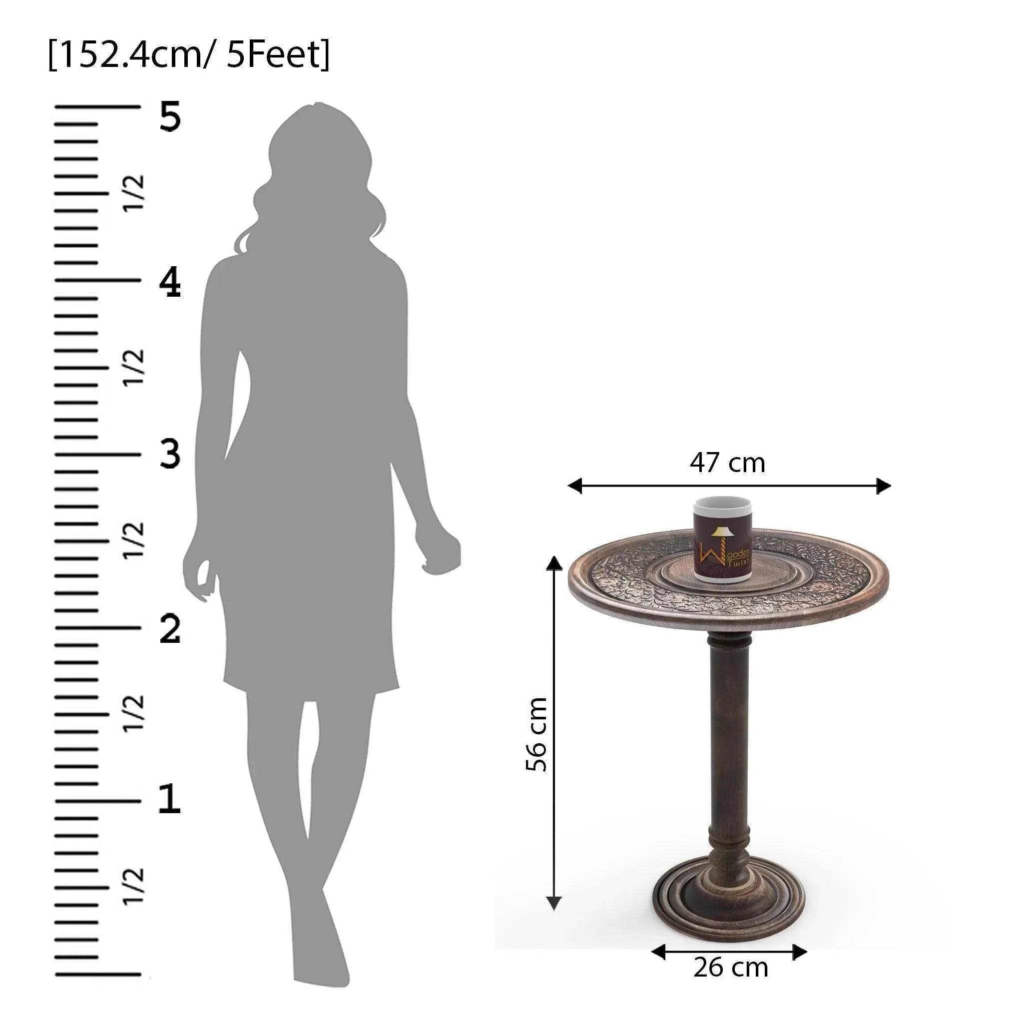 Wooden Twist Sculpte Hand Carved Solid Wood End Table - Wooden Twist UAE
