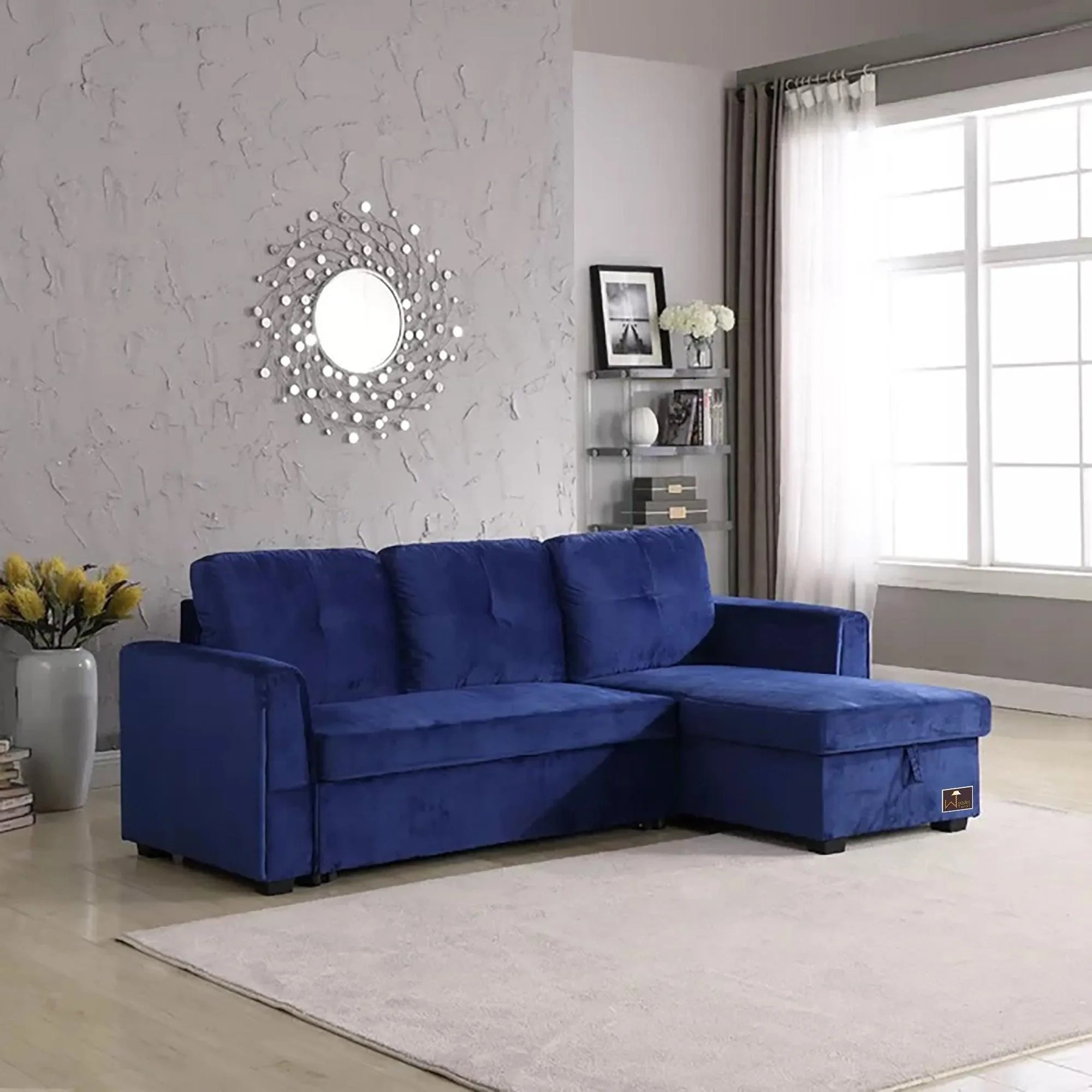 Madera 5 Seater L-Shape Sofa Cum Bed with Comfort Cushion - Wooden Twist UAE