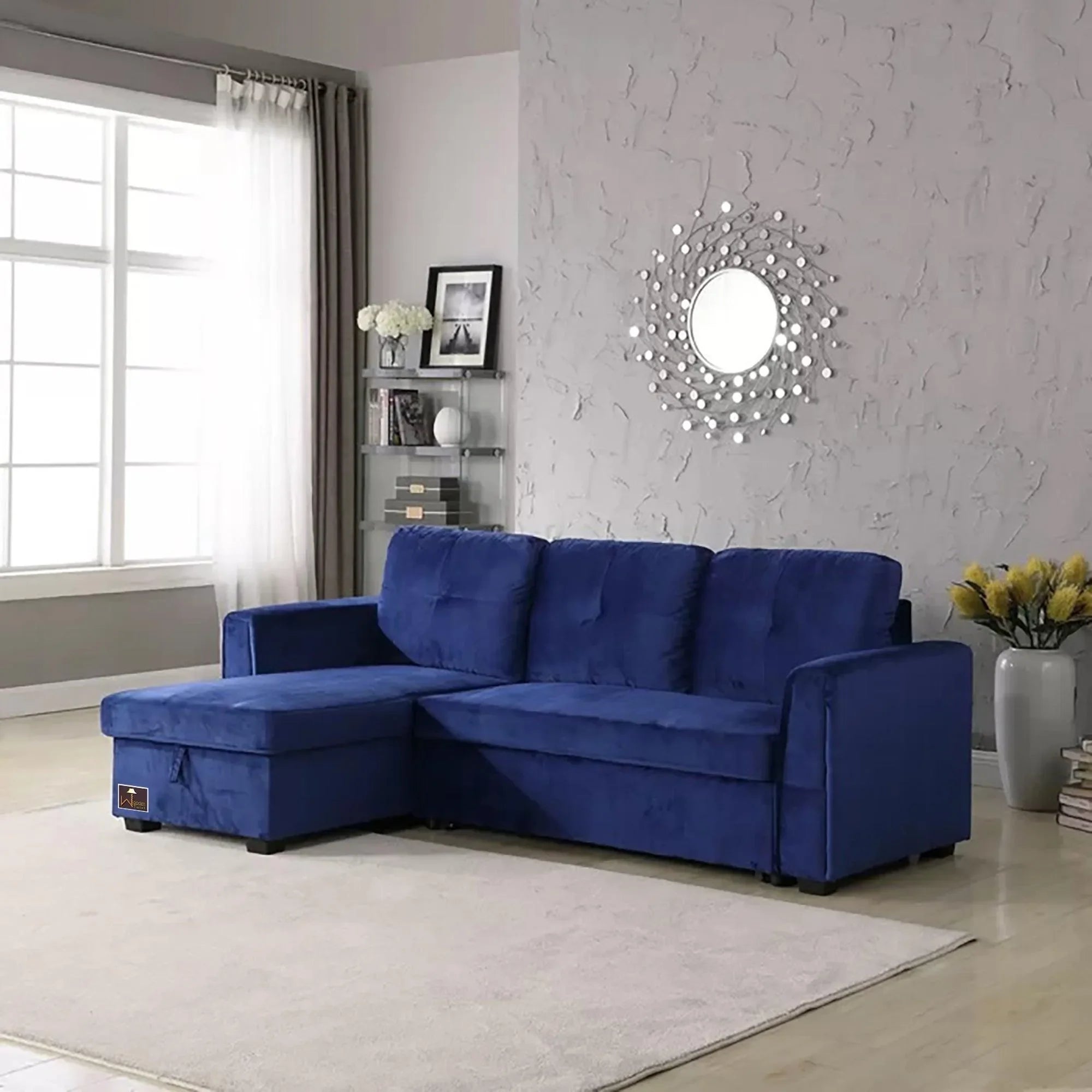 Madera 5 Seater L-Shape Sofa Cum Bed with Comfort Cushion - Wooden Twist UAE