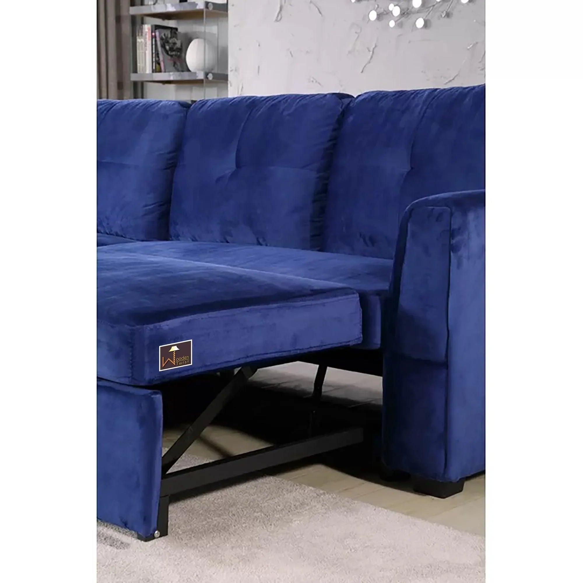 Madera 5 Seater L-Shape Sofa Cum Bed with Comfort Cushion - Wooden Twist UAE