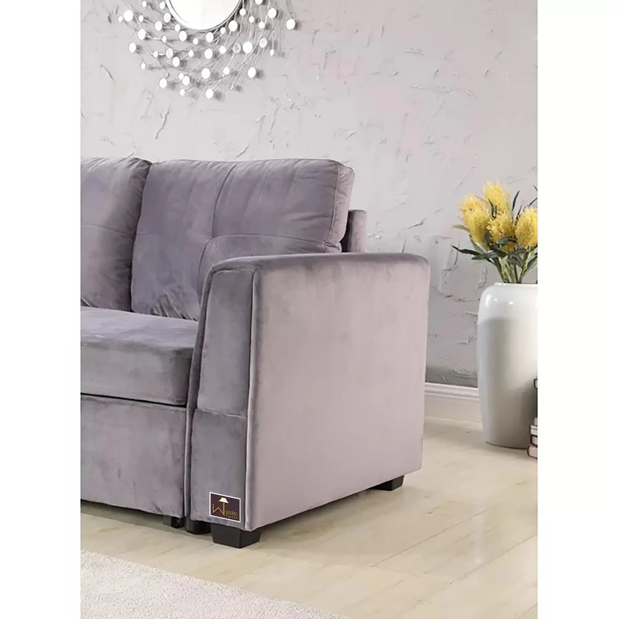 Madera 5 Seater L-Shape Sofa Cum Bed with Comfort Cushion - Wooden Twist UAE
