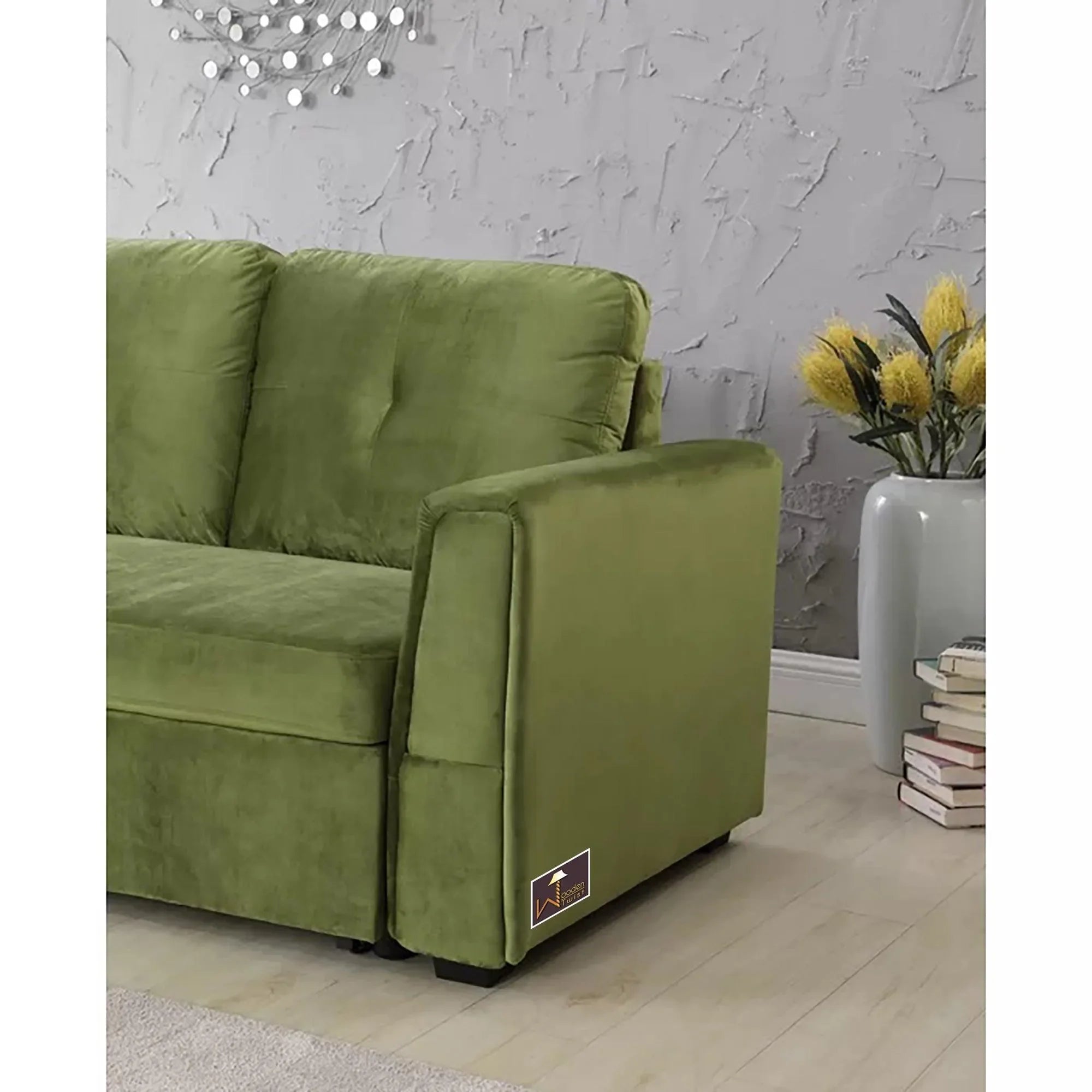 Madera 5 Seater L-Shape Sofa Cum Bed with Comfort Cushion - Wooden Twist UAE