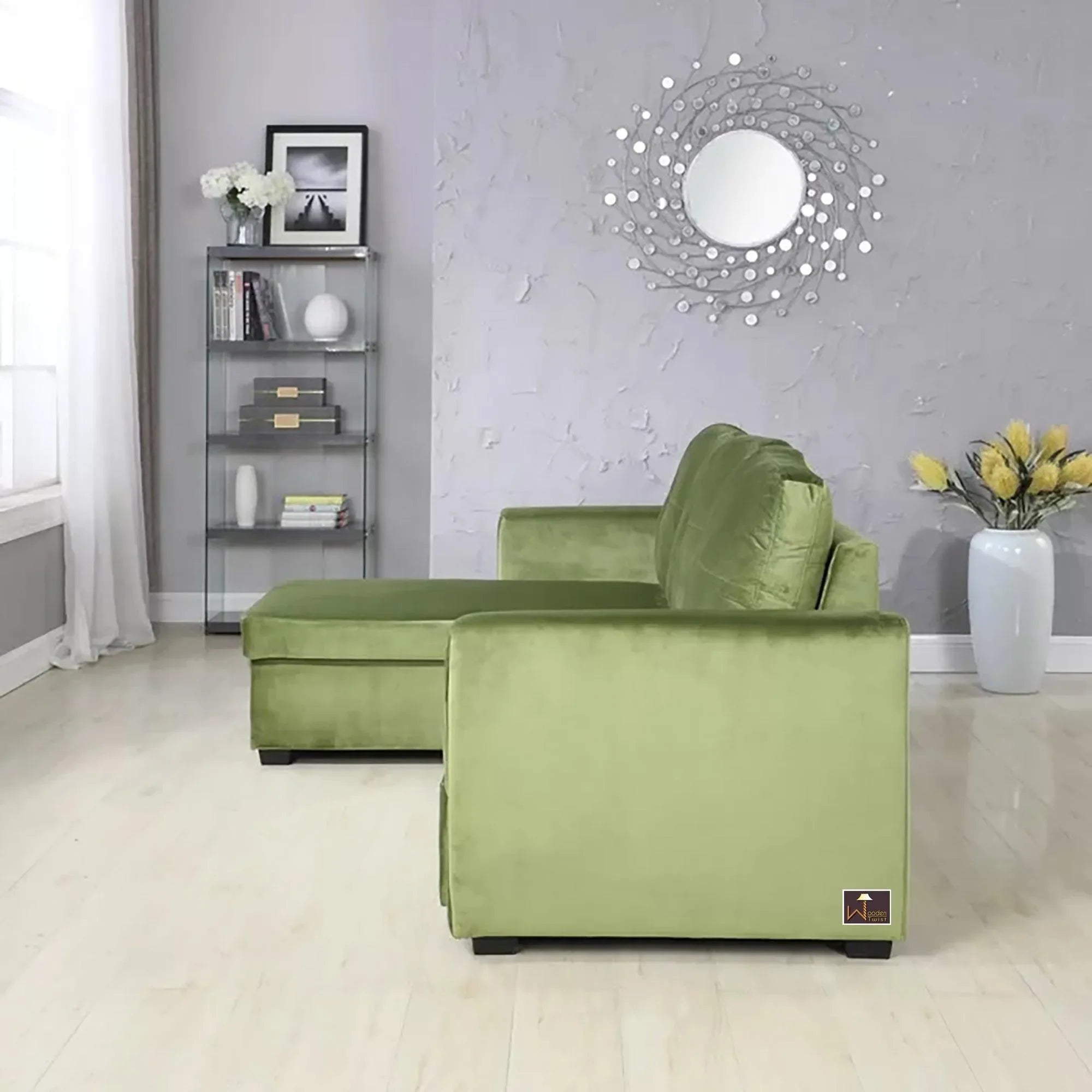 Madera 5 Seater L-Shape Sofa Cum Bed with Comfort Cushion - Wooden Twist UAE