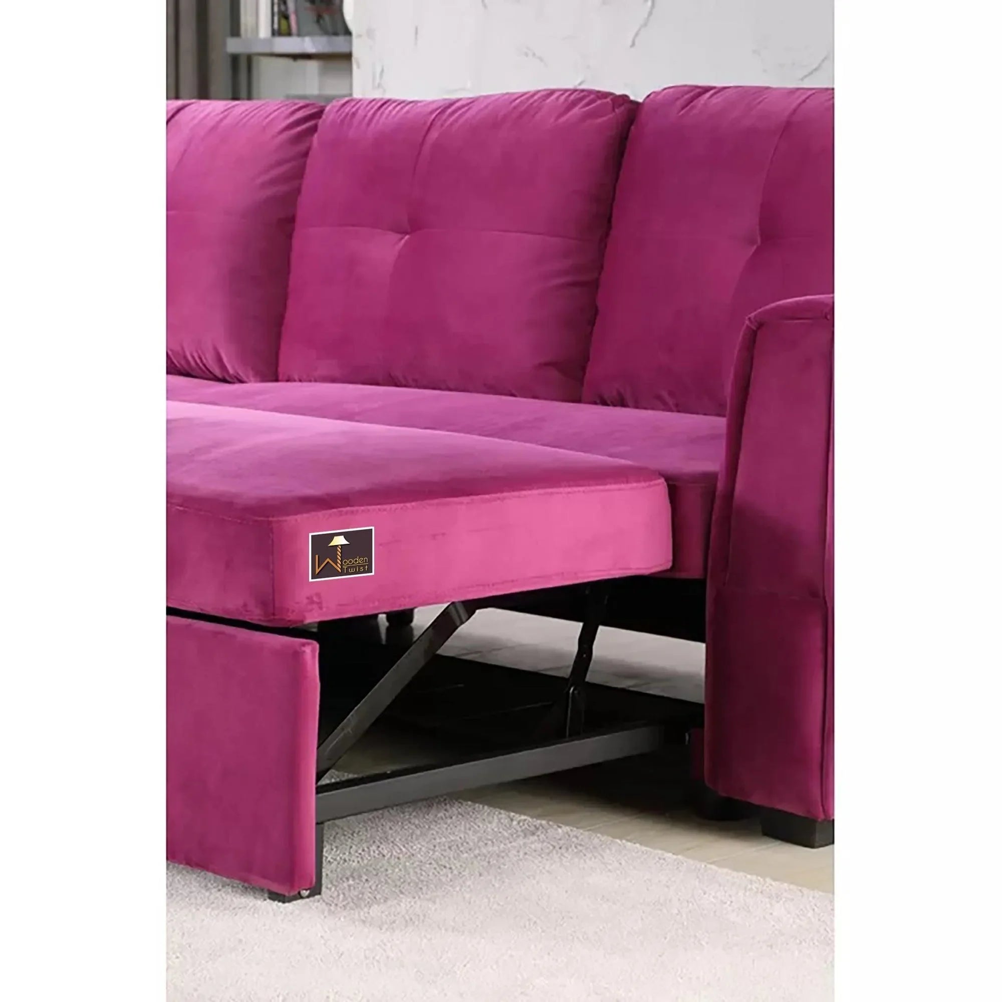 Madera 5 Seater L-Shape Sofa Cum Bed with Comfort Cushion - Wooden Twist UAE