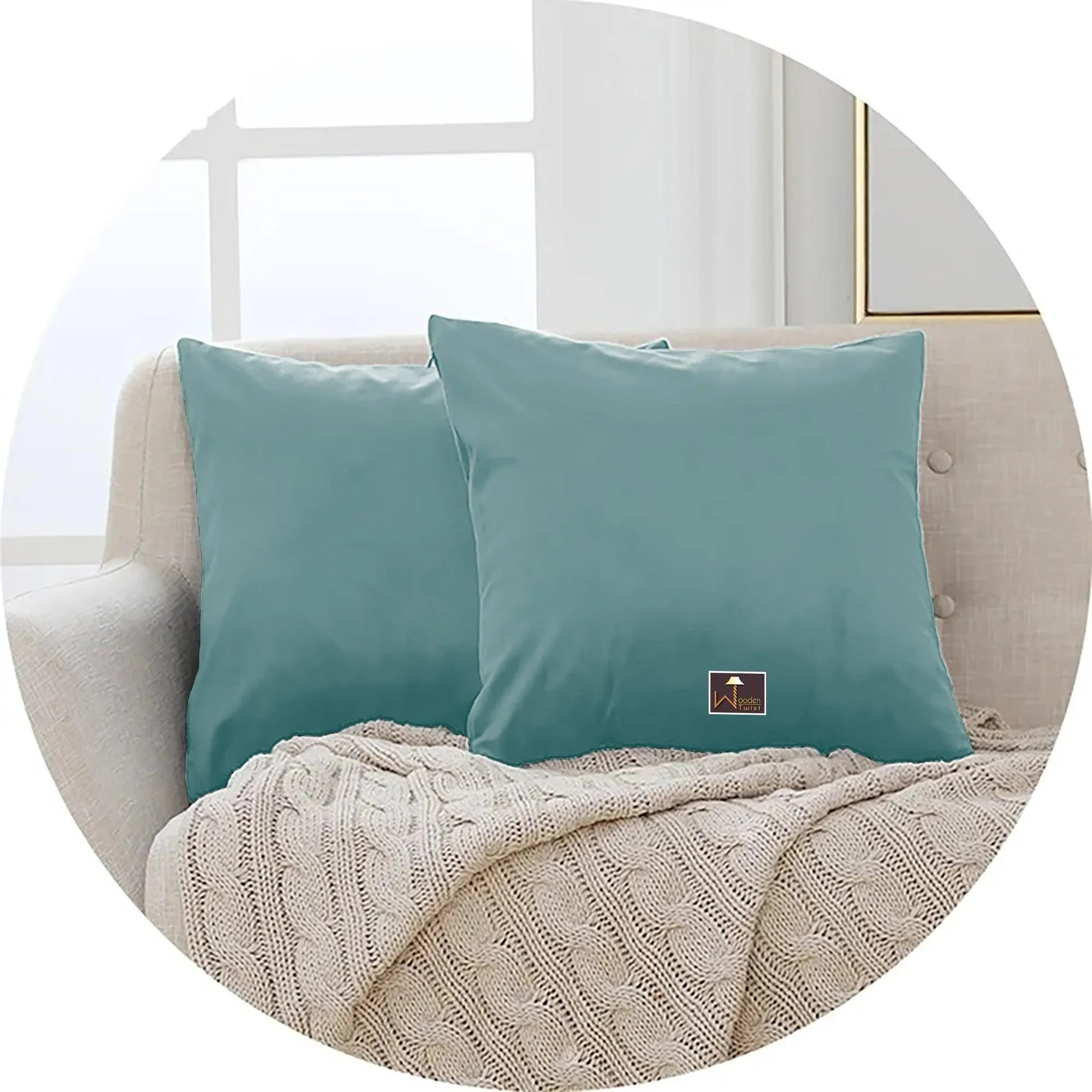 Cushion Cover for Couch, Sofa Bedroom And Home Decor (Set of 2) - Wooden Twist UAE