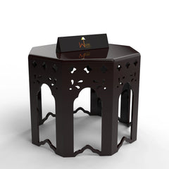 Wooden End Table Octagonal Shape In Walnut Finish - Wooden Twist UAE