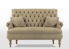 Premium Compact 2 Seater Sofa With Legs In Teak Finish With Cushions - WoodenTwist