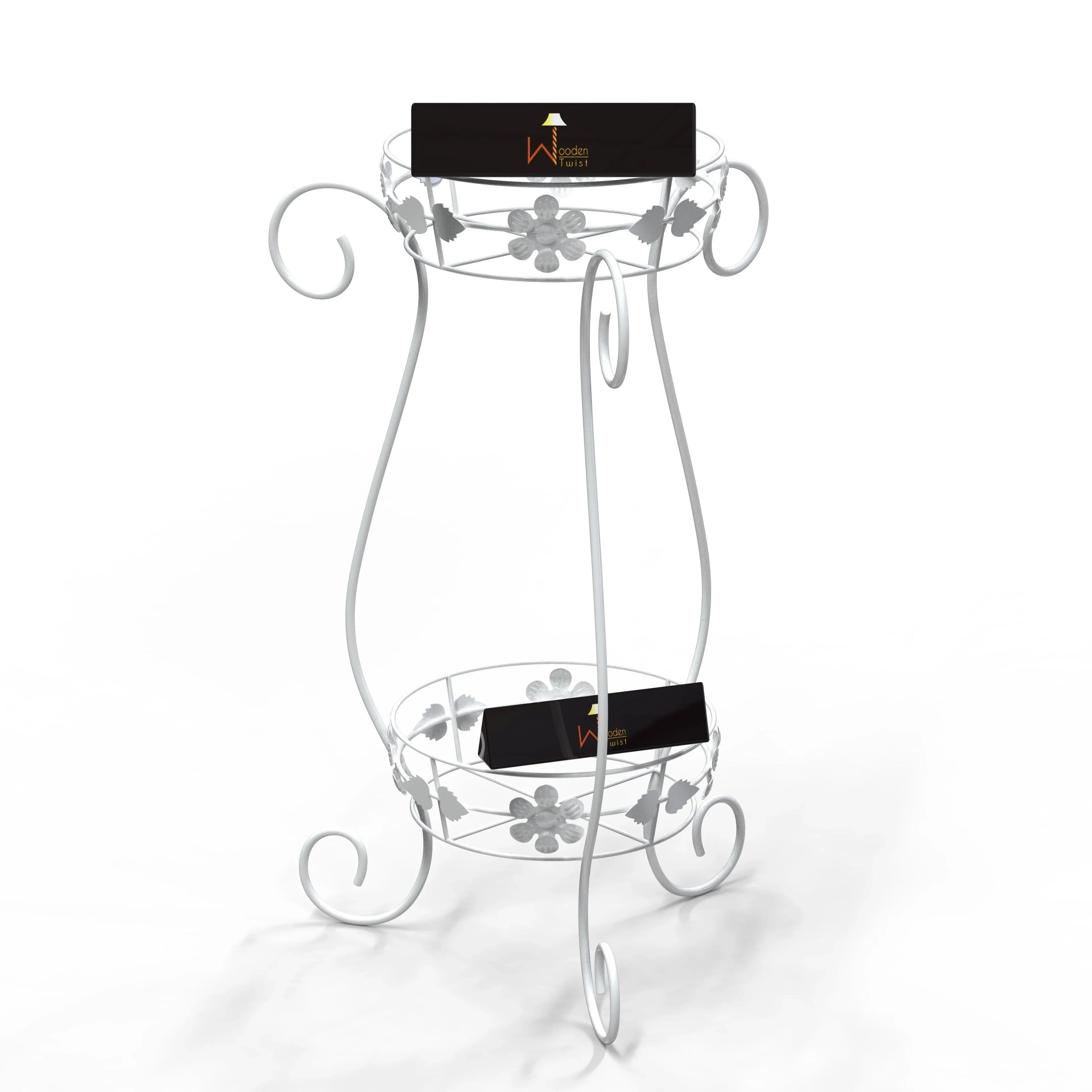 Metal Flower Pot Stand (White) - Wooden Twist UAE
