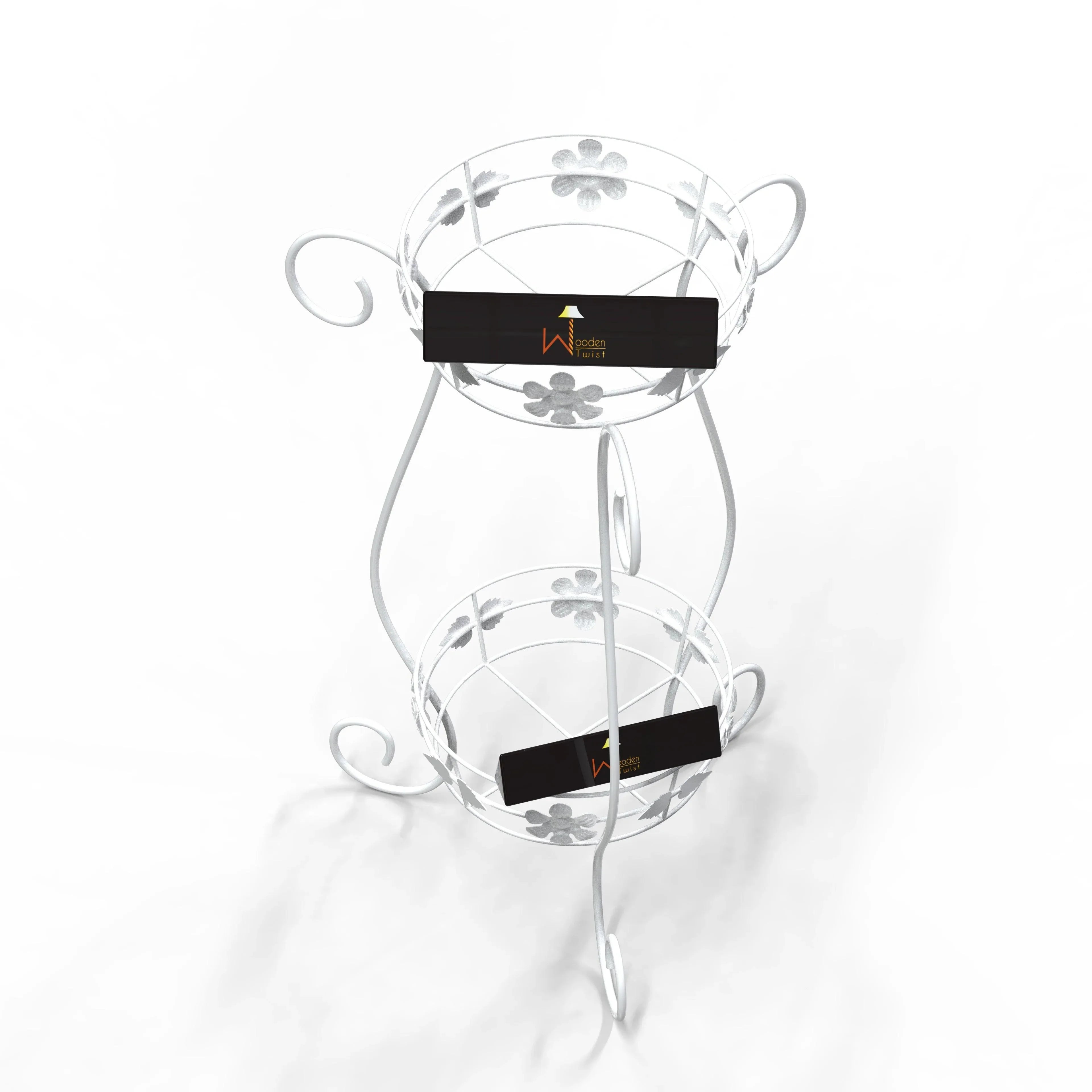 Metal Flower Pot Stand (White) - Wooden Twist UAE