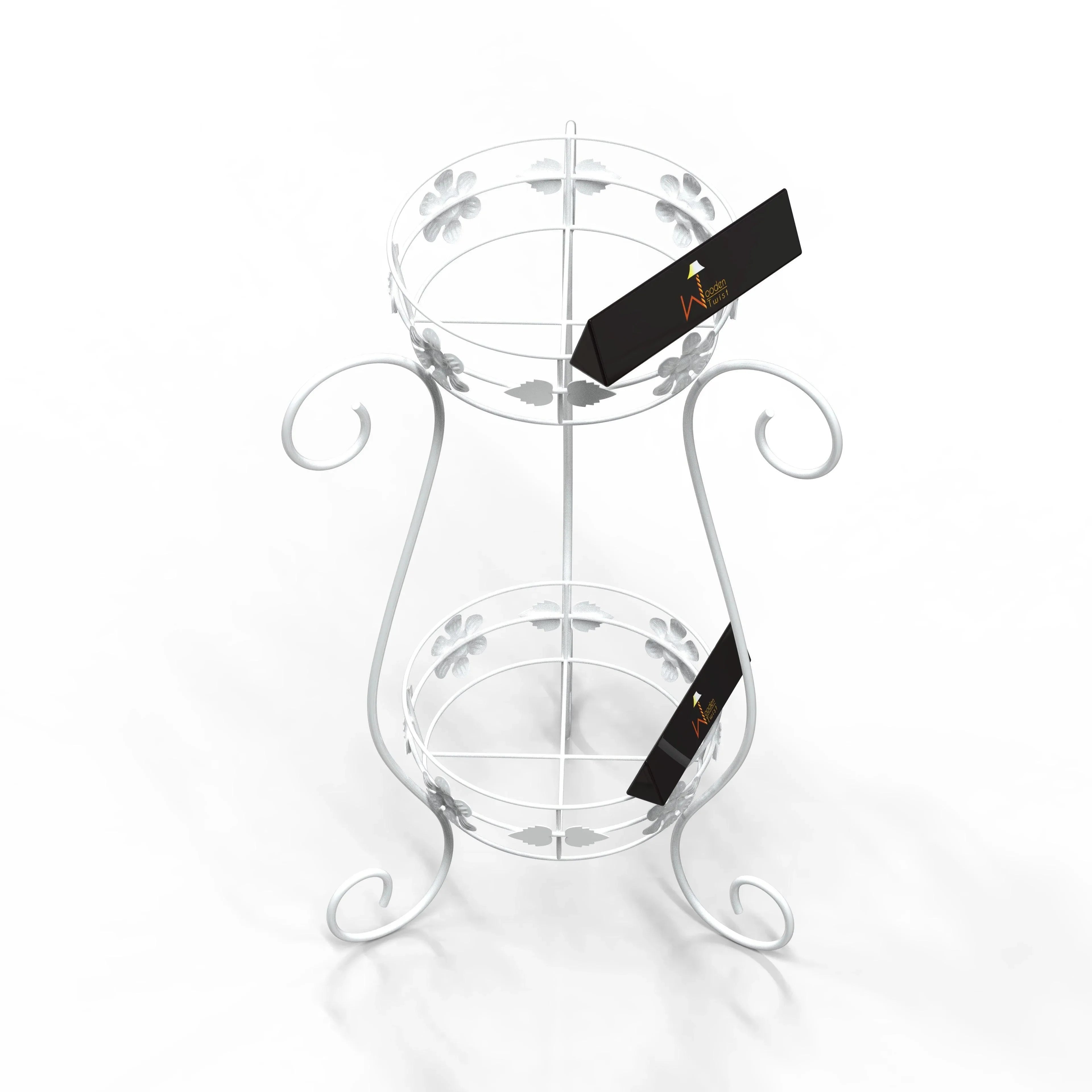 Metal Flower Pot Stand (White) - Wooden Twist UAE