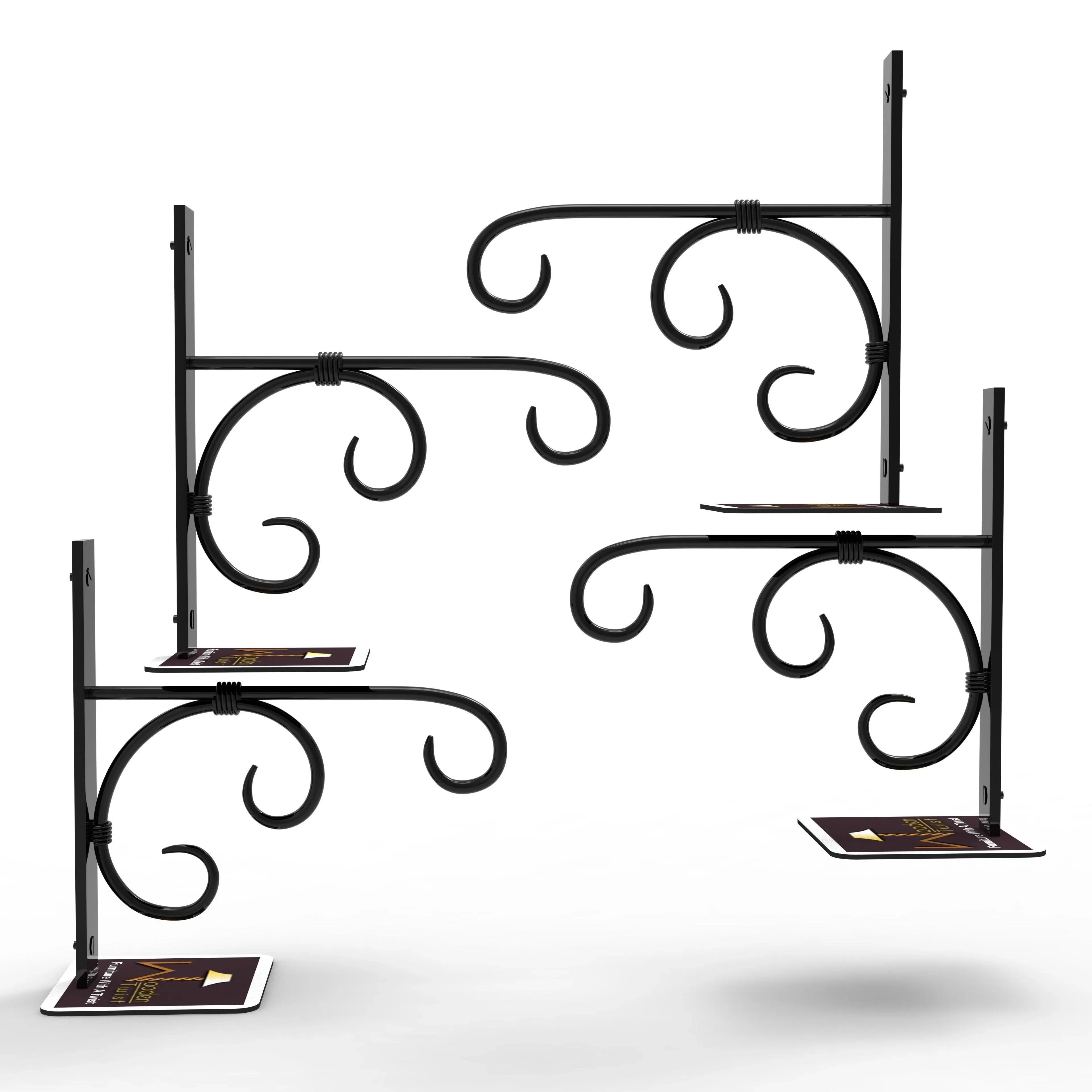 Wall Mounted Metal Bracket for Hanging Pot Set of 2 - Wooden Twist UAE