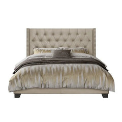 Modern Golden Leatherette Standard Queen Size Bed - Wooden Twist UAE