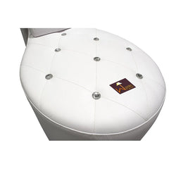 Wooden Wide Tufted Lounge Heel Chair (White Leatherette) - Wooden Twist UAE