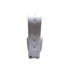 Wooden Wide Tufted Lounge Heel Chair (White Leatherette) - Wooden Twist UAE