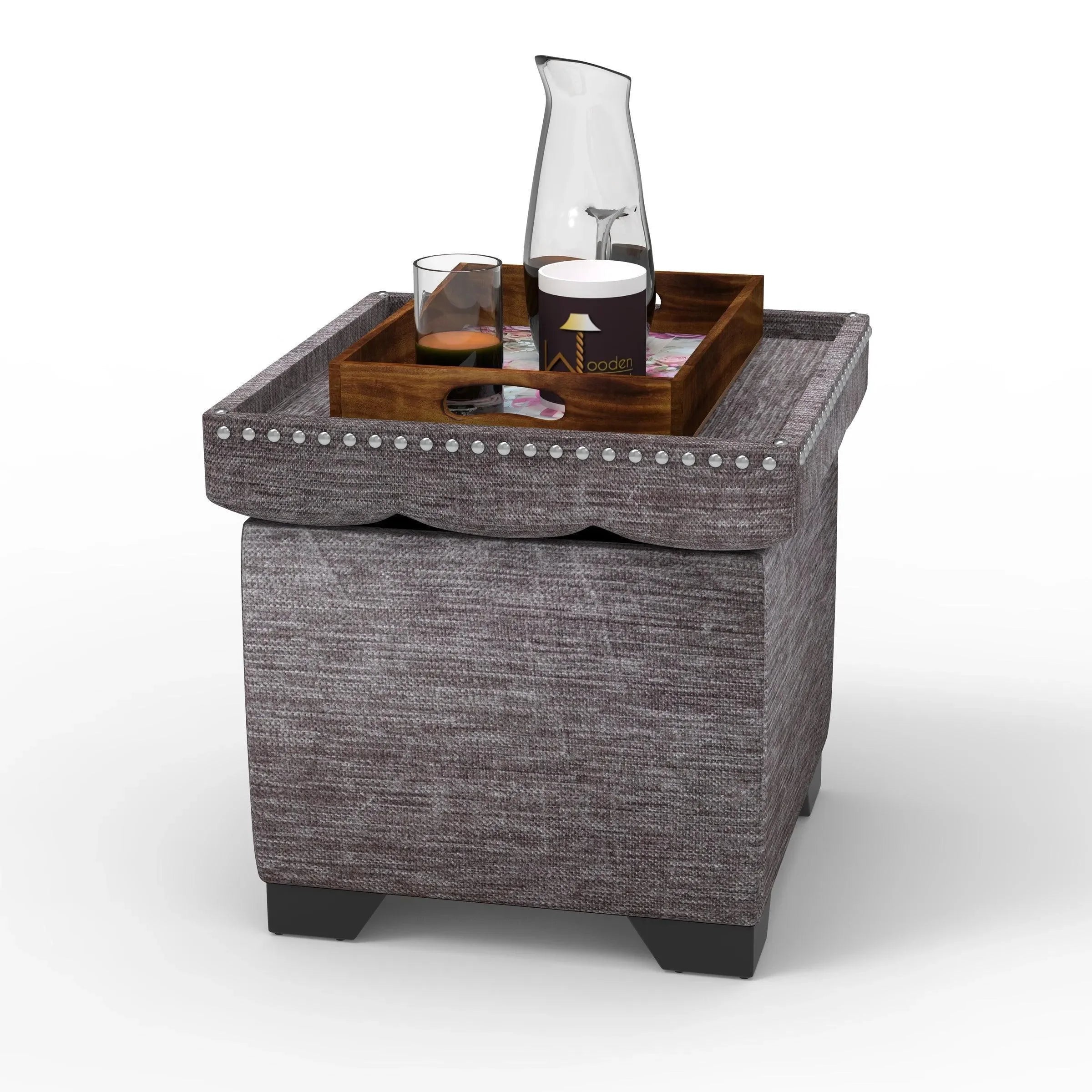 Eccentric Stool Cum End Table with Storage - Wooden Twist UAE
