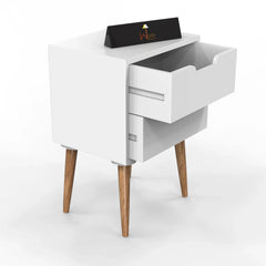 Amazing Nightstand Bedside Table with Two Drawers (White) - Wooden Twist UAE