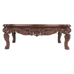 Handmade Carving Mahogany Finish Coffee Table - Wooden Twist UAE